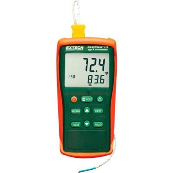 Flir Extech Easy View Type K Single Input Thermometer, Orange/Green EA11A